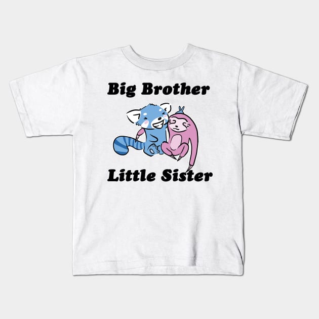 Blue Red Panda and Pink Sloth are Best Friends and Brother and Sister Kids T-Shirt by SubtleSplit